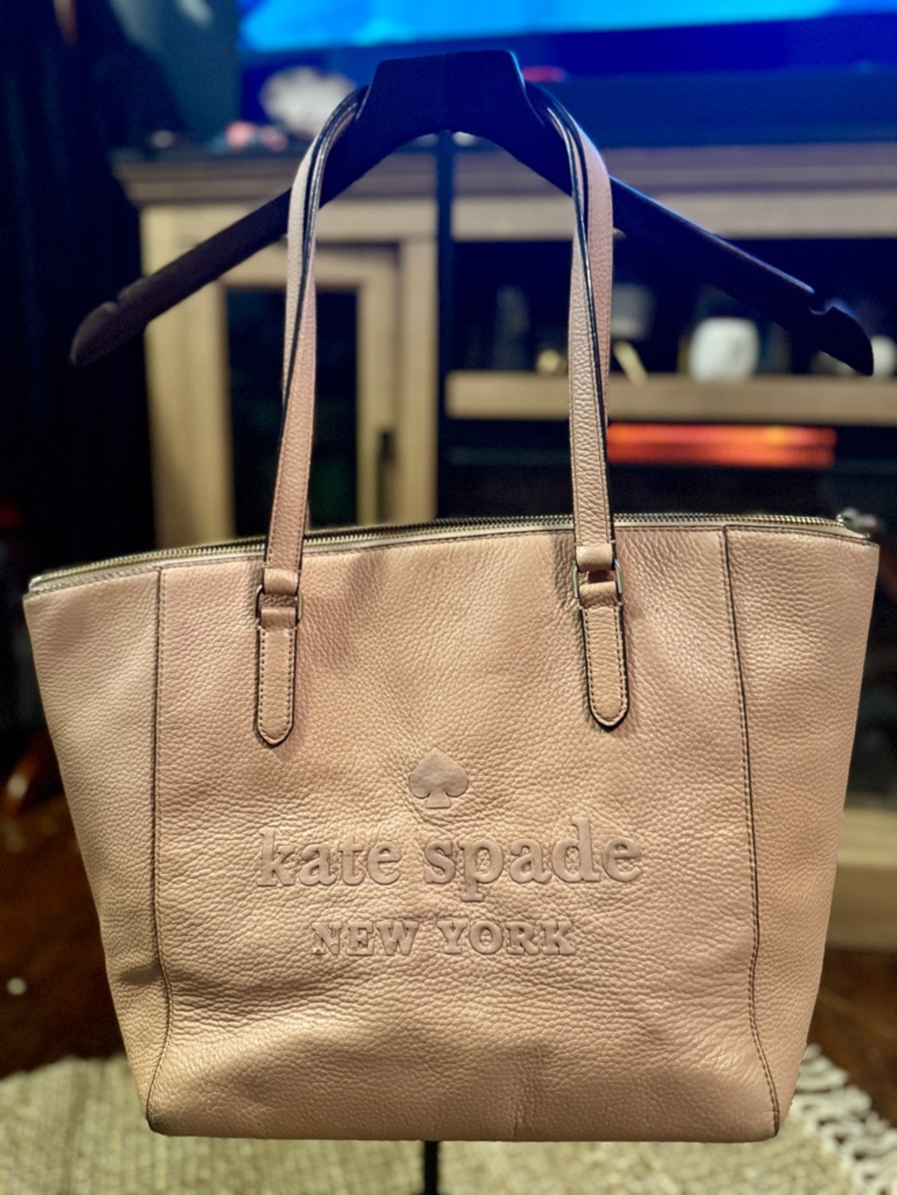 Kate Spade New York Sienne Leather Logo Tote color is Rosey cheeks